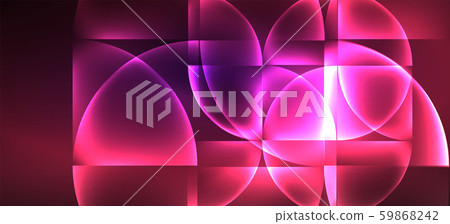 Neon glowing techno lines, hi-tech futuristic abstract background. Template with abstract shapes in 59868242