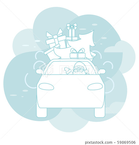 Happy New year Merry Christmas tree Santa car gift 59869506
