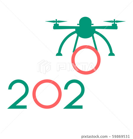 Happy New Year 2020 card Vector illustration Drone Happy New Year 2020 card Vector illustration Drone 59869531