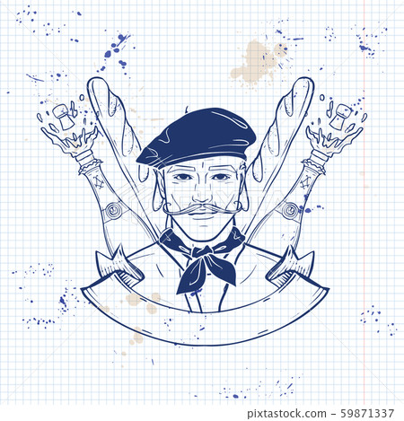 Hand drawn sketch french man 59871337