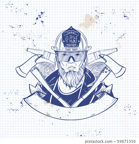 Hand drawn sketch fireman icon 59871350