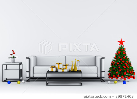 Christmas interior living room. 3d render Christmas interior living room. 3d render 59871402