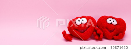 Two wool red cartoon hearts Two wool red cartoon hearts 59871620