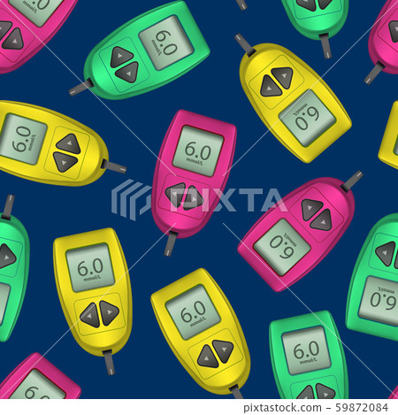 Realistic Detailed 3d Electronic Glucometer Seamless Pattern Background. Vector Realistic Detailed 3d Electronic Glucometer Seamless Pattern Background. Vector 59872084