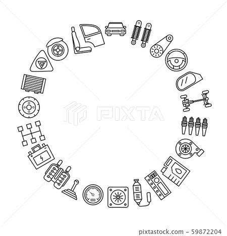 Car Part Signs Thin Line Icon Set. Vector 59872204
