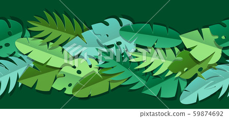 Seamless pattern with paper palm leaves. Seamless pattern with paper palm leaves. 59874692