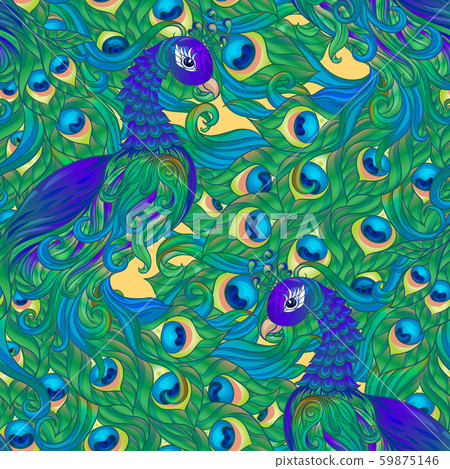 Peacock bird seamless pattern, background. 59875146