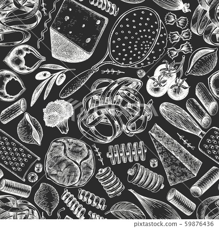 Italian pasta wits additions seamless pattern. Italian pasta wits additions seamless pattern. 59876436