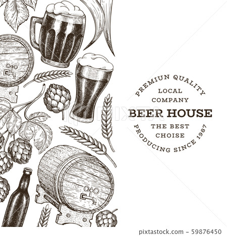 Beer and hop design template. Hand drawn vector Beer and hop design template. Hand drawn vector 59876450