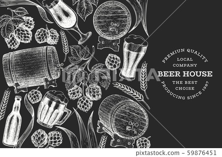 Beer and hop design template. Hand drawn vector 59876451
