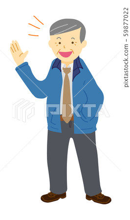 Men in work clothes who greet cheerfully 59877022
