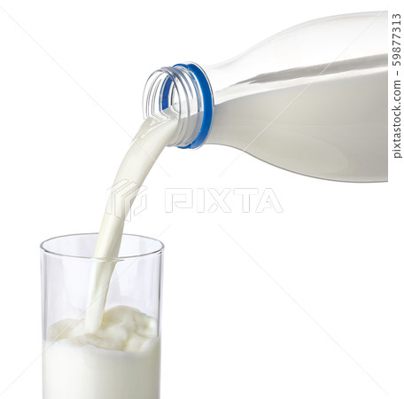 Flowing milk isolated on white background with clipping path 59877313