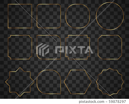 Set of gold shiny glowing frame on transparent background Set of gold shiny glowing frame on transparent background 59878297