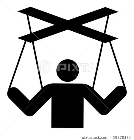 Human manipulation concept Puppet stick man manipulating on string Dependence theme Control people 59878373