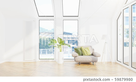 Modern design living room interior with beautiful view . 3D rendering Modern design living room interior with beautiful view . 3D rendering 59879980