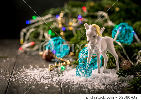 Festive background with wooden christmas tree Festive background with wooden christmas tree 59880432