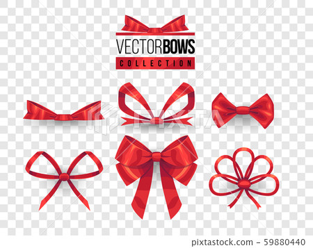 Set of isolated vector bow knots. Elegant red ribbons collection. Silky decoration elements. Set of isolated vector bow knots. Elegant red ribbons collection. Silky decoration elements. 59880440