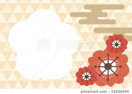Plum blossom and blue cloud Japanese pattern New Year's card Plum blossom and blue cloud Japanese pattern New Year's card 59880844
