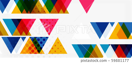 Banner with multicolored mosaic triangle geometric design on white background. Abstract texture 59881177