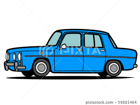French sedan blue car illustration 59881464