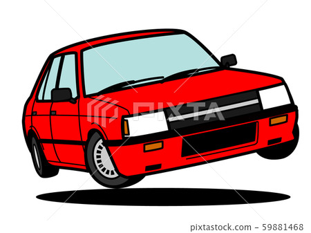 Domestic sedan jump red car illustration Domestic sedan jump red car illustration 59881468