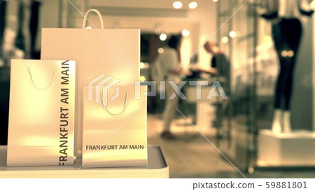 Bags with Frankfurt am Main text. Shopping in Germany related 3D rendering Bags with Frankfurt am Main text. Shopping in Germany related 3D rendering 59881801