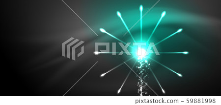 Colorful pyrotechnics show. Sky clouds. Black background. Festival celebration. Abstract fireworks 59881998