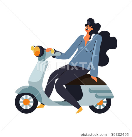 girl riding moped