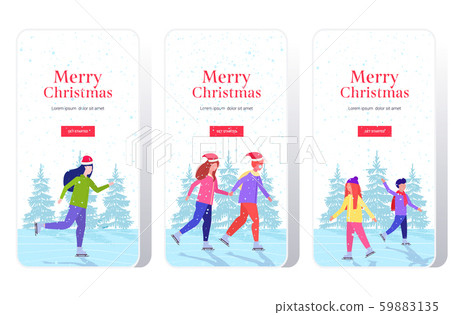 people skating on ice rink winter sport activity recreation at holidays concept smartphone screens people skating on ice rink winter sport activity recreation at holidays concept smartphone screens 59883135