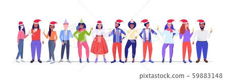 mix race people in santa claus hats holding champagne glasses merry christmas happy new year winter mix race people in santa claus hats holding champagne glasses merry christmas happy new year winter 59883148