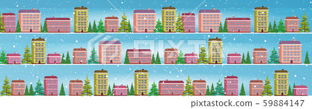 set cute houses in winter season snowy town street merry christmas happy new year poster holiday set cute houses in winter season snowy town street merry christmas happy new year poster holiday 59884147