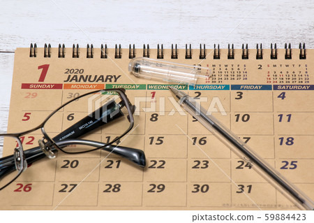 Calendar Calendar Paper Stationery Management Business School Work Ballpoint Pen Stationery Glasses Glasses January 59884423