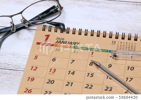 Calendar Calendar Paper Stationery Management Business School Work Ballpoint Pen Stationery Glasses Glasses January 59884430