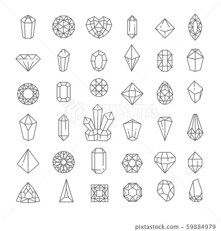 Crystal isolated icons, jewel or treasure outline symbol 59884979