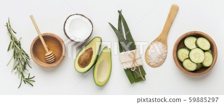 Natural herbal skin care products, ingredients aloe, avocado Natural herbal skin care products, ingredients aloe, avocado 59885297