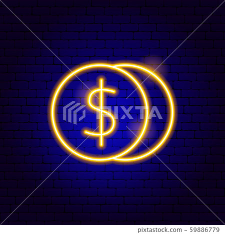 Coins Dollar Neon Sign - Stock Illustration [59886779] - PIXTA