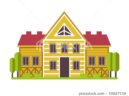 Suburban mansion or countryside private house isolated icon Suburban mansion or countryside private house isolated icon 59887539