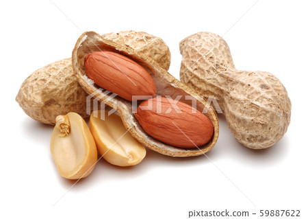 Group of peanuts isolated on white 59887622