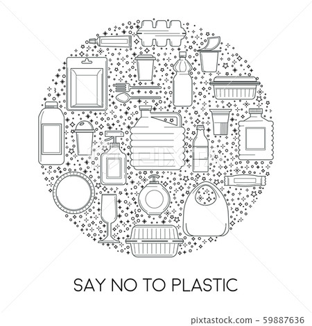 No plastic, disposable tableware usage reduction isolated icon 59887636