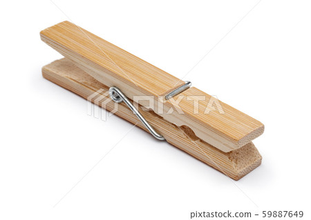 Wooden clothespin isolated on white 59887649