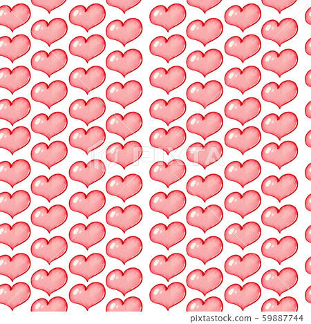 Seamless pattern with watercolor hearts. - Stock Illustration [59887744 ...