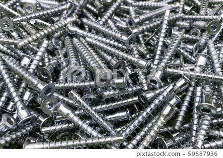 Mounts for cabinet furniture. Coupling element for connecting parts. Screws for the background. 59887936