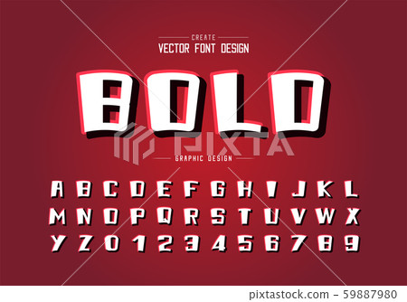 Cartoon font and alphabet vector with shadow, Bold typeface and number design, Graphic text on background Cartoon font and alphabet vector with shadow, Bold typeface and number design, Graphic text on background 59887980