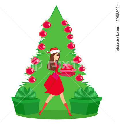 beautiful girl in Christmas inspired costume, 59888664