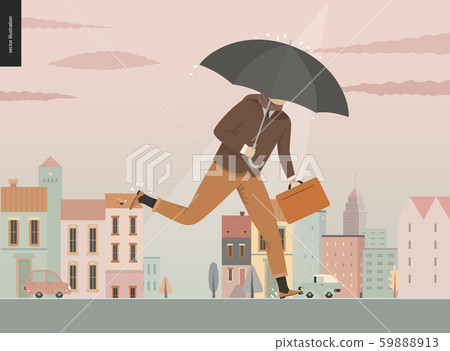 Rain - running businessman 59888913