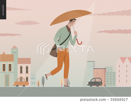 Rain - walking young man 59888927