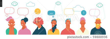 Bright people portraits set - young men and women 59888936