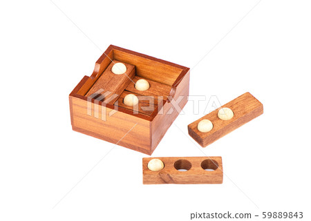 Wooden puzzle isolated on a white background. Wooden puzzle isolated on a white background. 59889843