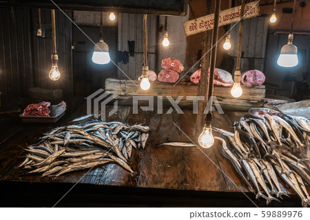 Street fish market in the evening. Street fish market in the evening. 59889976