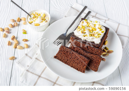 close-up of sliced Dark Molasses Gingerbread Cake 59890156